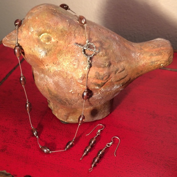 Hand Made Glass Bead Choker and Earrings Set - Picture 3 of 8